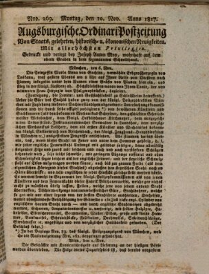 Augsburgische Ordinari Postzeitung von Staats-, gelehrten, historisch- u. ökonomischen Neuigkeiten (Augsburger Postzeitung) Montag 10. November 1817