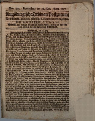 Augsburgische Ordinari Postzeitung von Staats-, gelehrten, historisch- u. ökonomischen Neuigkeiten (Augsburger Postzeitung) Donnerstag 18. Dezember 1817