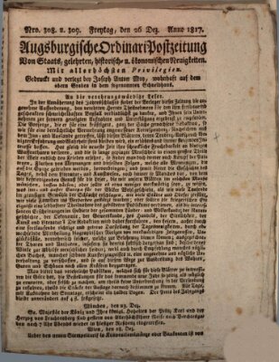 Augsburgische Ordinari Postzeitung von Staats-, gelehrten, historisch- u. ökonomischen Neuigkeiten (Augsburger Postzeitung) Freitag 26. Dezember 1817