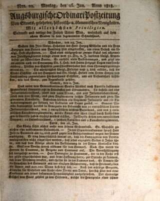 Augsburgische Ordinari Postzeitung von Staats-, gelehrten, historisch- u. ökonomischen Neuigkeiten (Augsburger Postzeitung) Montag 26. Januar 1818