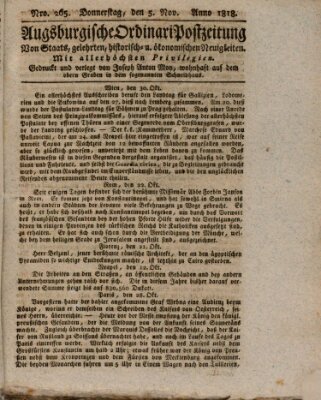 Augsburgische Ordinari Postzeitung von Staats-, gelehrten, historisch- u. ökonomischen Neuigkeiten (Augsburger Postzeitung) Donnerstag 5. November 1818