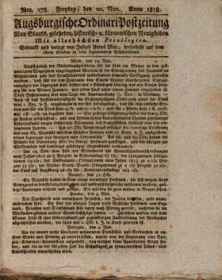 Augsburgische Ordinari Postzeitung von Staats-, gelehrten, historisch- u. ökonomischen Neuigkeiten (Augsburger Postzeitung) Freitag 20. November 1818