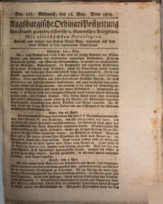 Augsburgische Ordinari Postzeitung von Staats-, gelehrten, historisch- u. ökonomischen Neuigkeiten (Augsburger Postzeitung) Mittwoch 12. Mai 1819