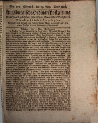 Augsburgische Ordinari Postzeitung von Staats-, gelehrten, historisch- u. ökonomischen Neuigkeiten (Augsburger Postzeitung) Mittwoch 19. Mai 1819