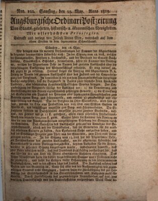 Augsburgische Ordinari Postzeitung von Staats-, gelehrten, historisch- u. ökonomischen Neuigkeiten (Augsburger Postzeitung) Samstag 22. Mai 1819