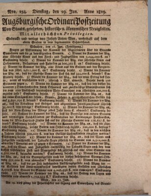 Augsburgische Ordinari Postzeitung von Staats-, gelehrten, historisch- u. ökonomischen Neuigkeiten (Augsburger Postzeitung) Dienstag 29. Juni 1819