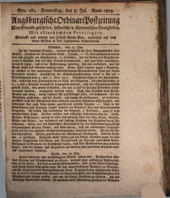 Augsburgische Ordinari Postzeitung von Staats-, gelehrten, historisch- u. ökonomischen Neuigkeiten (Augsburger Postzeitung) Donnerstag 8. Juli 1819