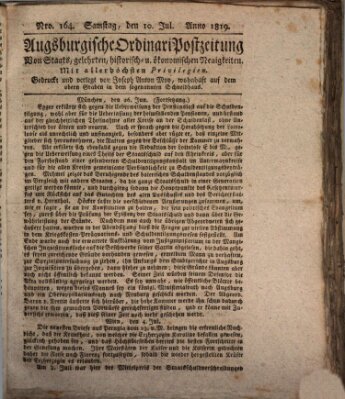 Augsburgische Ordinari Postzeitung von Staats-, gelehrten, historisch- u. ökonomischen Neuigkeiten (Augsburger Postzeitung) Samstag 10. Juli 1819