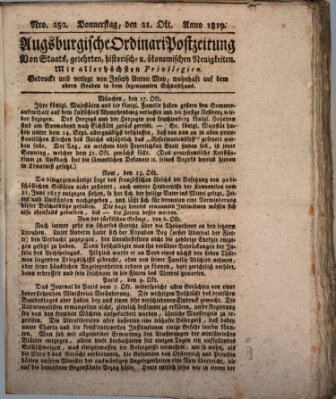 Augsburgische Ordinari Postzeitung von Staats-, gelehrten, historisch- u. ökonomischen Neuigkeiten (Augsburger Postzeitung) Donnerstag 21. Oktober 1819