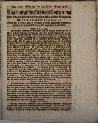 Augsburgische Ordinari Postzeitung von Staats-, gelehrten, historisch- u. ökonomischen Neuigkeiten (Augsburger Postzeitung) Montag 22. November 1819