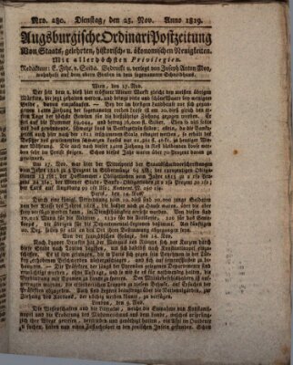 Augsburgische Ordinari Postzeitung von Staats-, gelehrten, historisch- u. ökonomischen Neuigkeiten (Augsburger Postzeitung) Dienstag 23. November 1819