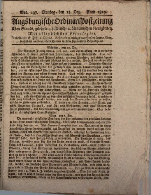 Augsburgische Ordinari Postzeitung von Staats-, gelehrten, historisch- u. ökonomischen Neuigkeiten (Augsburger Postzeitung) Montag 13. Dezember 1819