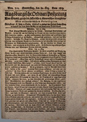 Augsburgische Ordinari Postzeitung von Staats-, gelehrten, historisch- u. ökonomischen Neuigkeiten (Augsburger Postzeitung) Donnerstag 30. Dezember 1819