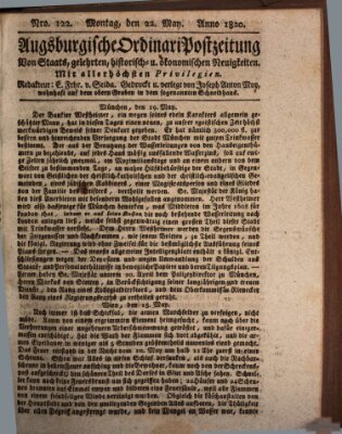 Augsburgische Ordinari Postzeitung von Staats-, gelehrten, historisch- u. ökonomischen Neuigkeiten (Augsburger Postzeitung) Montag 22. Mai 1820