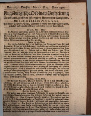 Augsburgische Ordinari Postzeitung von Staats-, gelehrten, historisch- u. ökonomischen Neuigkeiten (Augsburger Postzeitung) Samstag 27. Mai 1820