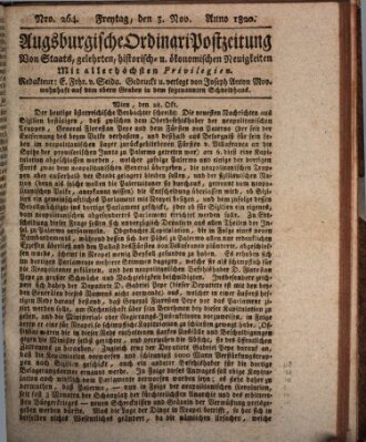 Augsburgische Ordinari Postzeitung von Staats-, gelehrten, historisch- u. ökonomischen Neuigkeiten (Augsburger Postzeitung) Freitag 3. November 1820