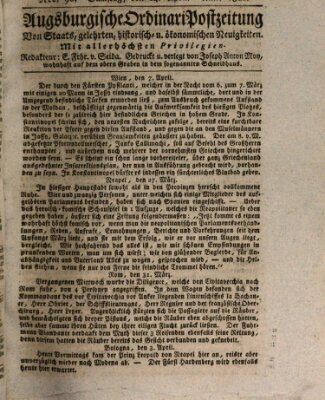 Augsburgische Ordinari Postzeitung von Staats-, gelehrten, historisch- u. ökonomischen Neuigkeiten (Augsburger Postzeitung) Samstag 14. April 1821