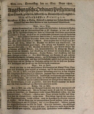 Augsburgische Ordinari Postzeitung von Staats-, gelehrten, historisch- u. ökonomischen Neuigkeiten (Augsburger Postzeitung) Donnerstag 10. Mai 1821