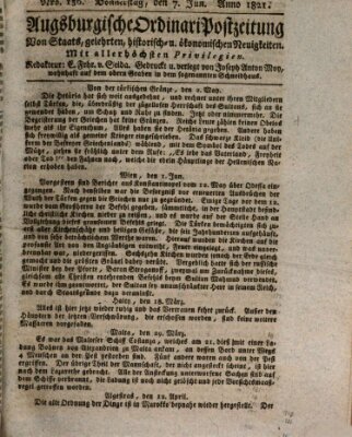 Augsburgische Ordinari Postzeitung von Staats-, gelehrten, historisch- u. ökonomischen Neuigkeiten (Augsburger Postzeitung) Donnerstag 7. Juni 1821