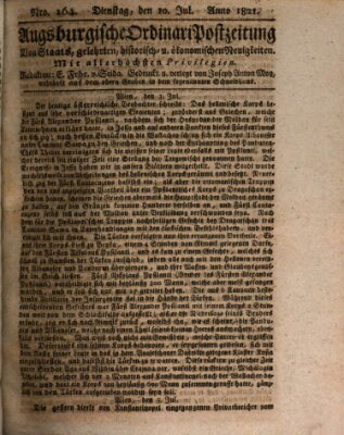 Augsburgische Ordinari Postzeitung von Staats-, gelehrten, historisch- u. ökonomischen Neuigkeiten (Augsburger Postzeitung) Dienstag 10. Juli 1821