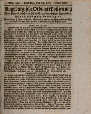 Augsburgische Ordinari Postzeitung von Staats-, gelehrten, historisch- u. ökonomischen Neuigkeiten (Augsburger Postzeitung) Dienstag 23. Oktober 1821