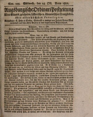 Augsburgische Ordinari Postzeitung von Staats-, gelehrten, historisch- u. ökonomischen Neuigkeiten (Augsburger Postzeitung) Mittwoch 24. Oktober 1821