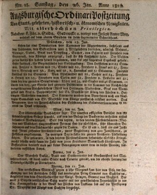 Augsburgische Ordinari Postzeitung von Staats-, gelehrten, historisch- u. ökonomischen Neuigkeiten (Augsburger Postzeitung) Samstag 26. Januar 1822