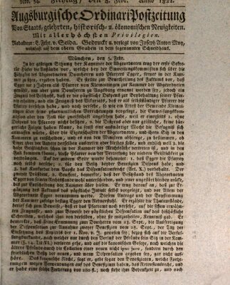 Augsburgische Ordinari Postzeitung von Staats-, gelehrten, historisch- u. ökonomischen Neuigkeiten (Augsburger Postzeitung) Freitag 8. Februar 1822