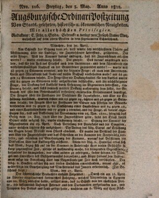 Augsburgische Ordinari Postzeitung von Staats-, gelehrten, historisch- u. ökonomischen Neuigkeiten (Augsburger Postzeitung) Freitag 3. Mai 1822