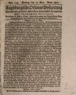 Augsburgische Ordinari Postzeitung von Staats-, gelehrten, historisch- u. ökonomischen Neuigkeiten (Augsburger Postzeitung) Montag 13. Mai 1822