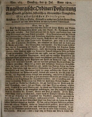 Augsburgische Ordinari Postzeitung von Staats-, gelehrten, historisch- u. ökonomischen Neuigkeiten (Augsburger Postzeitung) Dienstag 9. Juli 1822