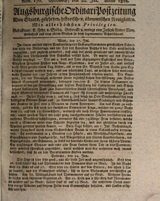 Augsburgische Ordinari Postzeitung von Staats-, gelehrten, historisch- u. ökonomischen Neuigkeiten (Augsburger Postzeitung) Mittwoch 24. Juli 1822