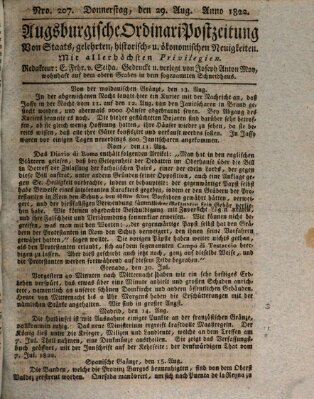 Augsburgische Ordinari Postzeitung von Staats-, gelehrten, historisch- u. ökonomischen Neuigkeiten (Augsburger Postzeitung) Donnerstag 29. August 1822