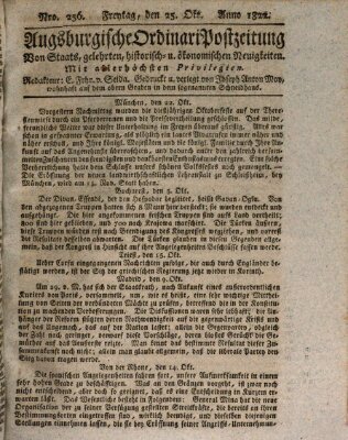 Augsburgische Ordinari Postzeitung von Staats-, gelehrten, historisch- u. ökonomischen Neuigkeiten (Augsburger Postzeitung) Freitag 25. Oktober 1822