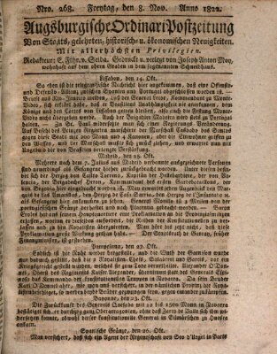 Augsburgische Ordinari Postzeitung von Staats-, gelehrten, historisch- u. ökonomischen Neuigkeiten (Augsburger Postzeitung) Freitag 8. November 1822