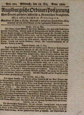 Augsburgische Ordinari Postzeitung von Staats-, gelehrten, historisch- u. ökonomischen Neuigkeiten (Augsburger Postzeitung) Mittwoch 18. Dezember 1822