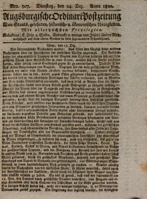 Augsburgische Ordinari Postzeitung von Staats-, gelehrten, historisch- u. ökonomischen Neuigkeiten (Augsburger Postzeitung) Dienstag 24. Dezember 1822