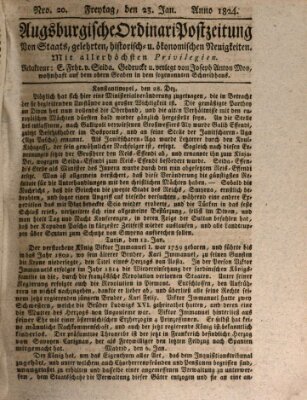 Augsburgische Ordinari Postzeitung von Staats-, gelehrten, historisch- u. ökonomischen Neuigkeiten (Augsburger Postzeitung) Freitag 23. Januar 1824