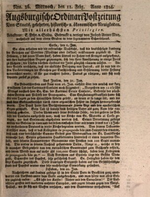 Augsburgische Ordinari Postzeitung von Staats-, gelehrten, historisch- u. ökonomischen Neuigkeiten (Augsburger Postzeitung) Mittwoch 11. Februar 1824