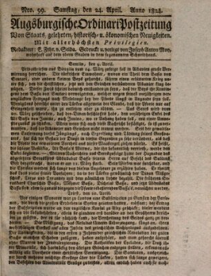 Augsburgische Ordinari Postzeitung von Staats-, gelehrten, historisch- u. ökonomischen Neuigkeiten (Augsburger Postzeitung) Samstag 24. April 1824