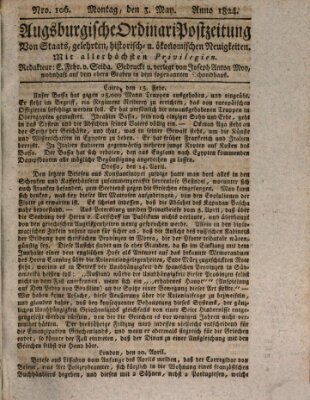 Augsburgische Ordinari Postzeitung von Staats-, gelehrten, historisch- u. ökonomischen Neuigkeiten (Augsburger Postzeitung) Montag 3. Mai 1824