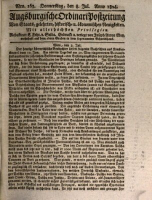 Augsburgische Ordinari Postzeitung von Staats-, gelehrten, historisch- u. ökonomischen Neuigkeiten (Augsburger Postzeitung) Donnerstag 8. Juli 1824