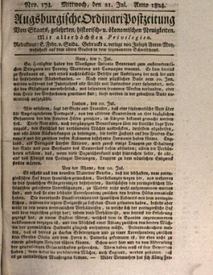 Augsburgische Ordinari Postzeitung von Staats-, gelehrten, historisch- u. ökonomischen Neuigkeiten (Augsburger Postzeitung) Mittwoch 21. Juli 1824