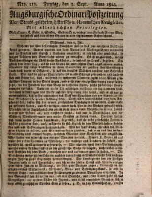 Augsburgische Ordinari Postzeitung von Staats-, gelehrten, historisch- u. ökonomischen Neuigkeiten (Augsburger Postzeitung) Freitag 3. September 1824