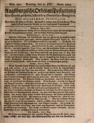 Augsburgische Ordinari Postzeitung von Staats-, gelehrten, historisch- u. ökonomischen Neuigkeiten (Augsburger Postzeitung) Freitag 8. Oktober 1824