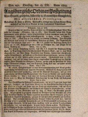 Augsburgische Ordinari Postzeitung von Staats-, gelehrten, historisch- u. ökonomischen Neuigkeiten (Augsburger Postzeitung) Dienstag 19. Oktober 1824