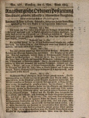 Augsburgische Ordinari Postzeitung von Staats-, gelehrten, historisch- u. ökonomischen Neuigkeiten (Augsburger Postzeitung) Samstag 6. November 1824