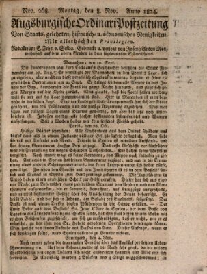 Augsburgische Ordinari Postzeitung von Staats-, gelehrten, historisch- u. ökonomischen Neuigkeiten (Augsburger Postzeitung) Montag 8. November 1824