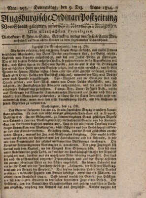 Augsburgische Ordinari Postzeitung von Staats-, gelehrten, historisch- u. ökonomischen Neuigkeiten (Augsburger Postzeitung) Donnerstag 9. Dezember 1824