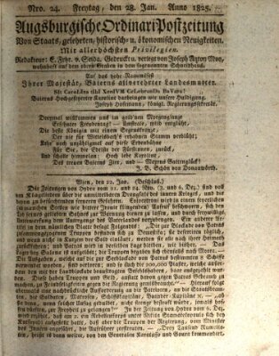 Augsburgische Ordinari Postzeitung von Staats-, gelehrten, historisch- u. ökonomischen Neuigkeiten (Augsburger Postzeitung) Freitag 28. Januar 1825